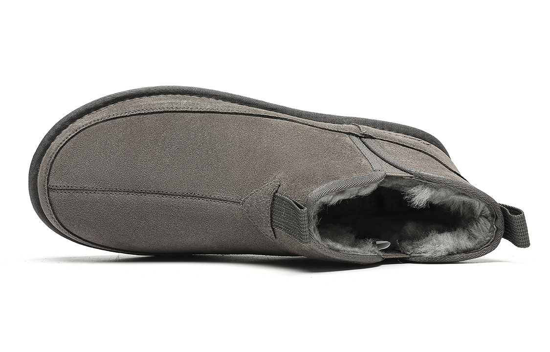 C°BANNER Cow Split Leather Thickened And Fleece Lined Thermal Snow Boots Men's Gray