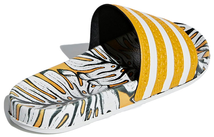 Женские шлепанцы adidas originals Adilette Slides (желто-черно-белые) — фото 4