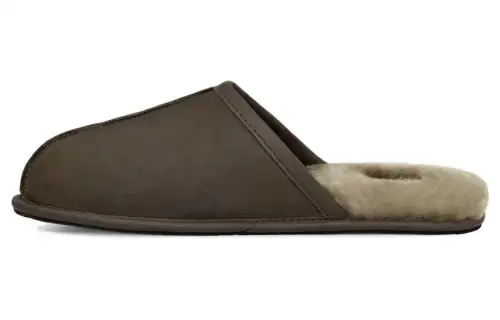 UGG Leather Closed Toe Slippers Men's Olive