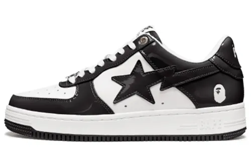 A BATHING APE STA Low top Stylish Skateboarding Shoes Unisex Black White