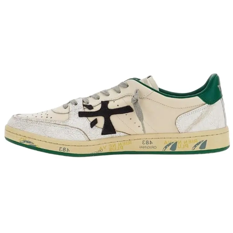 PREMIATA Leather Low top Skateboard Shoes Men's Beige Green