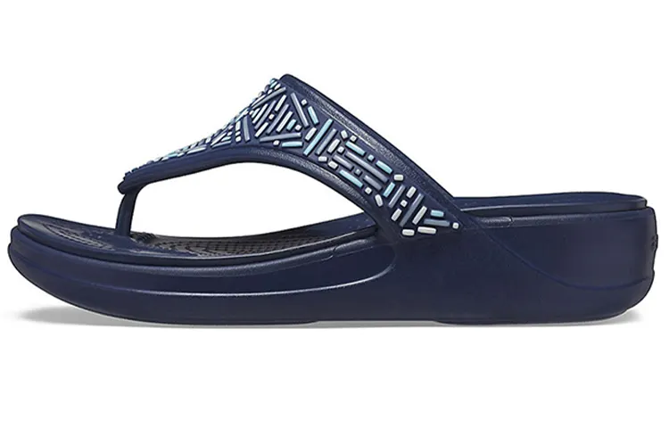 Crocs Monterey Beaded Flip Flops Deep Blue Women's