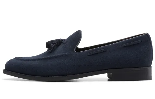 Clarks Cow Split Leather Loafers Men's Marine Blue