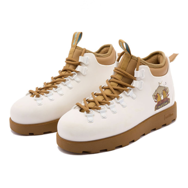 TIA X Native Shoes Fitzsimmons Short Combat Boots Unisex White Brown