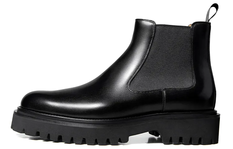 SKARO × THOM WILLS first-layer cowhide British business formal wear heightening and versatile Chelsea boots men's black