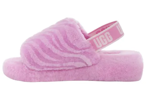 UGG FLUFF YEAH Shearling Wave Slippers Women's Pink