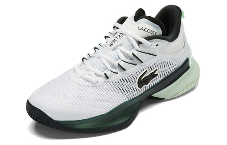 LACOSTE Leather Low top Casual Shoes Women's White Green