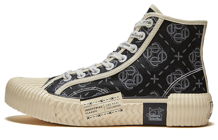 Excelsior Cookies Shoes BOLT JACQUARD Classic Print Platform High top Canvas Shoes Unisex Phantom Night Black