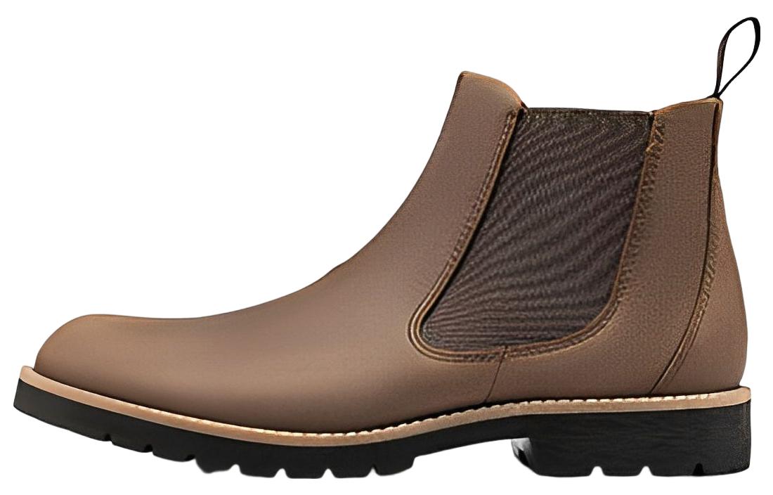 Ecco Jeston two-layer cowhide elastic band comfortable ankle-length Chelsea boots men's cocoa brown