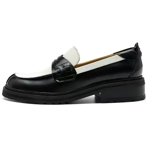 Clarks Cow Leather Loafers 4cm Women's Black White