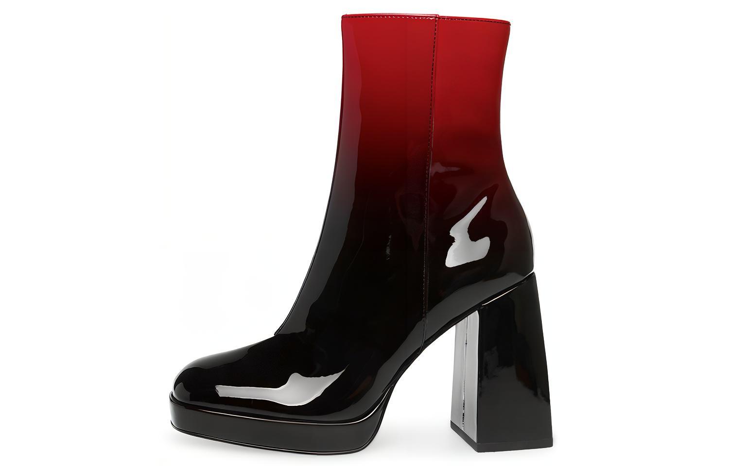 STEVE MADDEN Симедан квадратная голова с замками ботинки  10.5cm женский черный красный