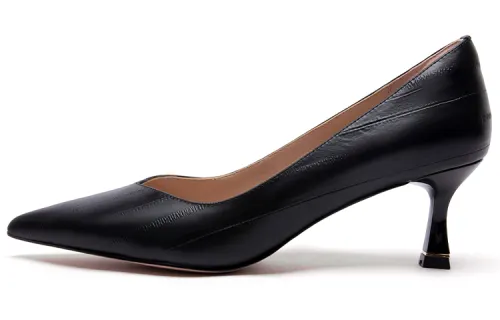 PACO GIL Cow Leather Slim Heel High Heels 5CM Women's Black
