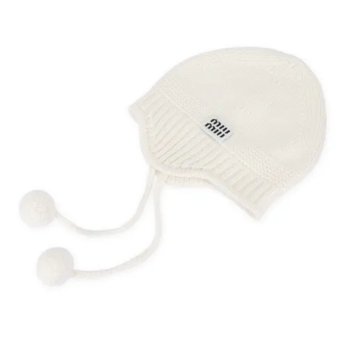 MIU MIU Wool Fabric Beanies Women's White