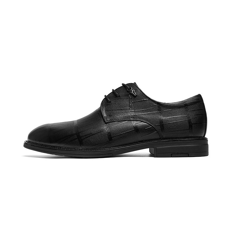 Red Dragonfly first-layer cowhide leather lace-up embossed business low-top formal leather shoes men's style