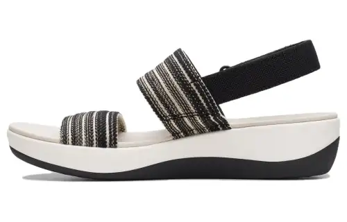 Clarks Fabric One Strap Sandals 4cm Women's Black White