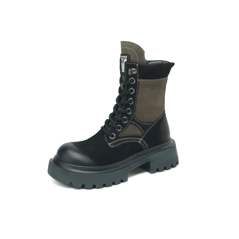 D FUSE SCANDINAVIA Cow Leather Short Combat Boots 5.7cm Women's