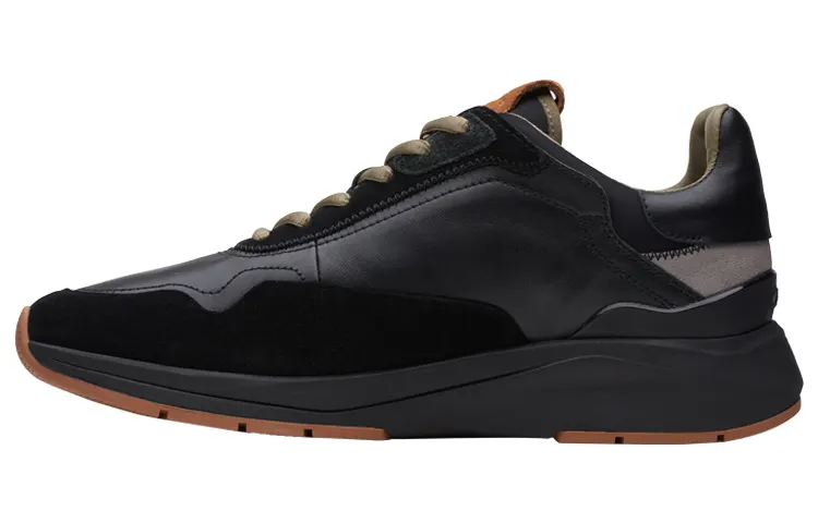 Clarks Cow Leather Slip Resistant, Abrasion Resistant, Lightweight, Rebound Low top Casual Shoes Men's Black