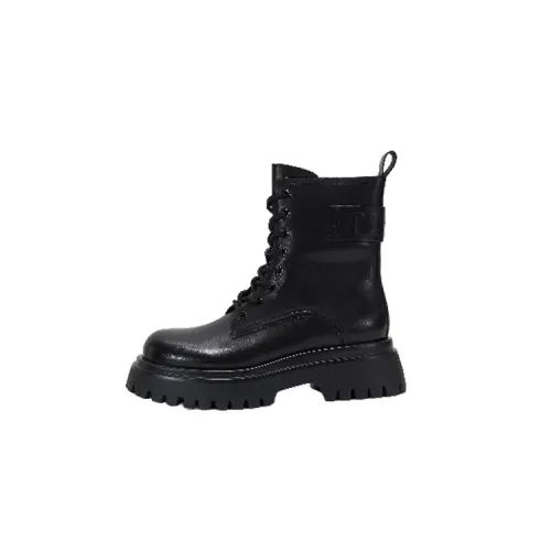 Teenie Weenie Cow Leather Short Combat Boots Women's