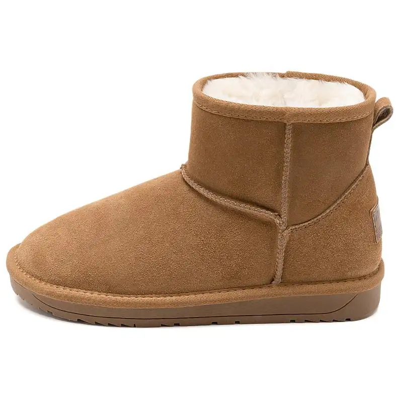 AGSDON Cow Suede Thermal Thickened And Fleece Lined Northeast Outerwear Insulated Shoes Versatile Puffy Thin Cotton