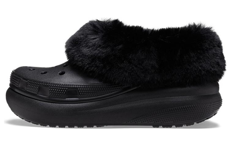 Сабо Crocs с мехом (черные)