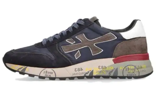 PREMIATA Leather Low top Casual Shoes Men's Gray Blue
