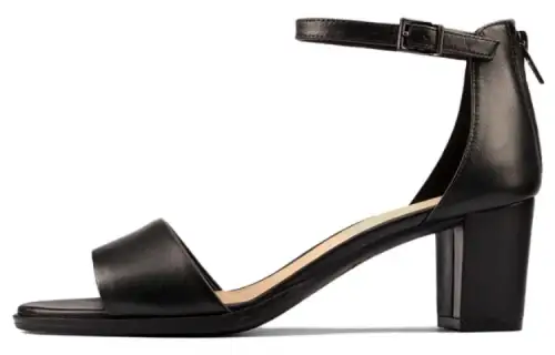Clarks Top Grain Cow Leather One Strap Sandals 6CM Women's Black