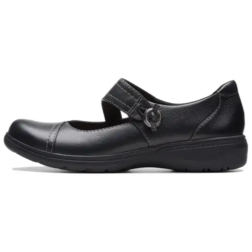 Clarks Leather Platform Mary Jane Shoes 3.5cm Women's Black