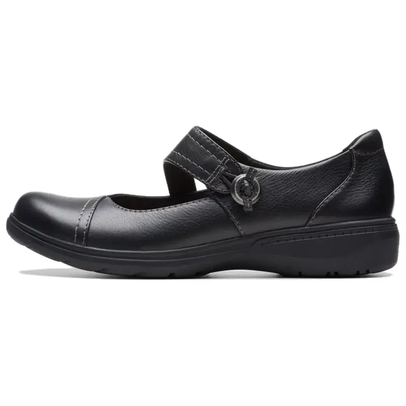 Clarks Leather Platform Mary Jane Shoes 3.5cm Women's Black