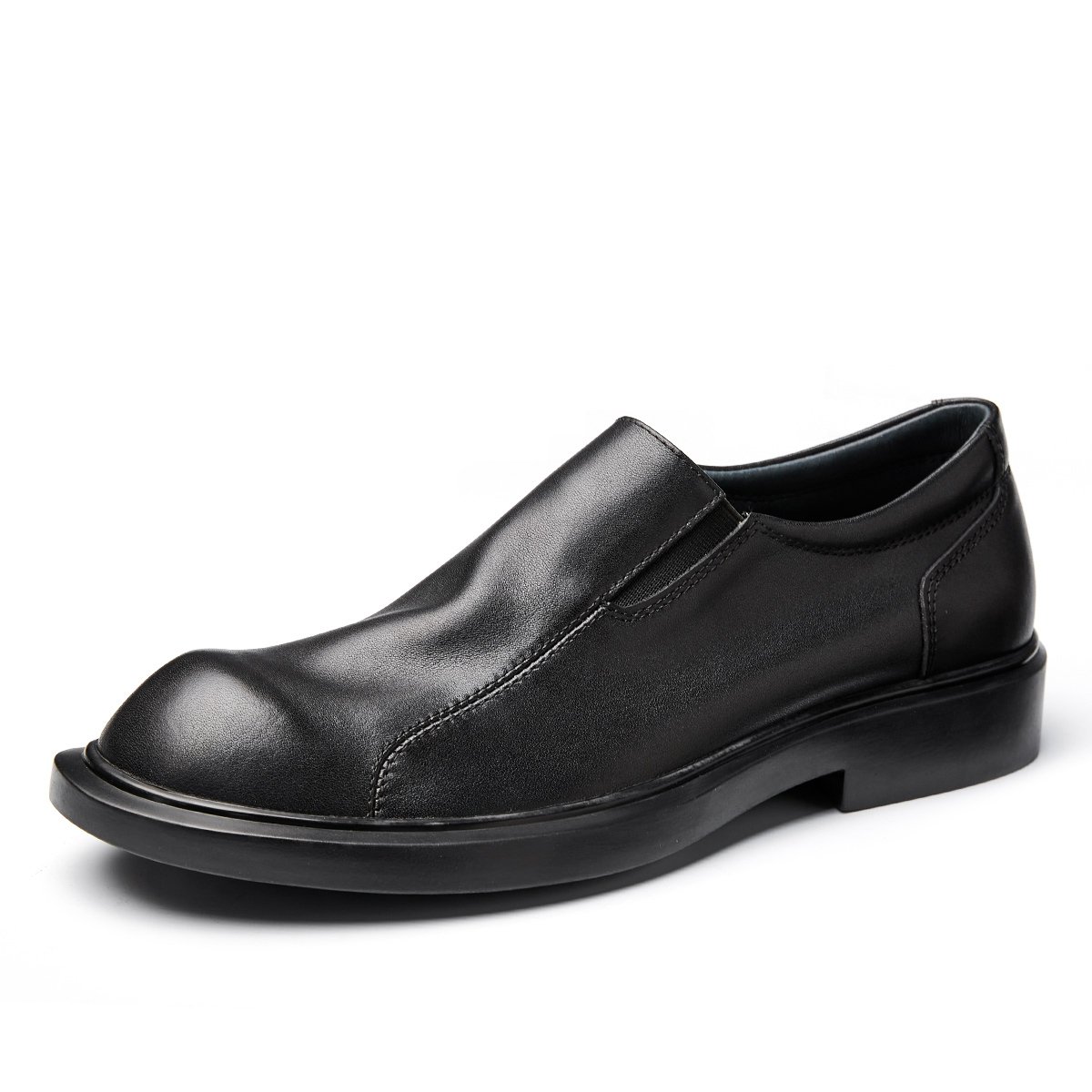 Brounvanm First-layer cowhide business leather slip-on breathable formal leather shoes men's black