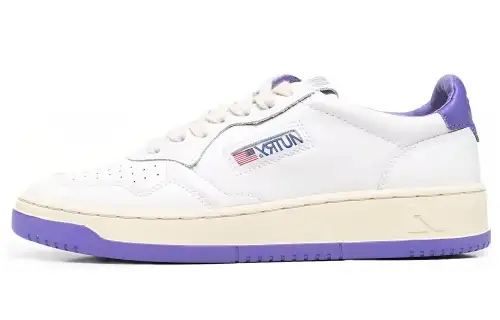 AUTRY Leather Slip Resistant Abrasion Resistant Stylish Skateboarding Shoes Women's White Purple