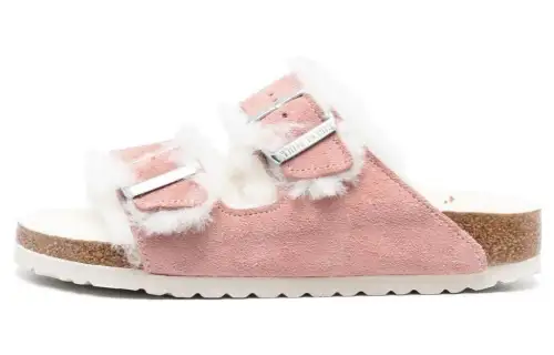 Birkenstock shearling double buckle slides Women's