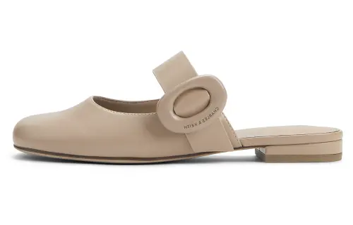CHARLES&KEITH Composite Sole Closed Toe Slippers 1.5cm Women's Beige/Black/DARK BLUE Dark Blue