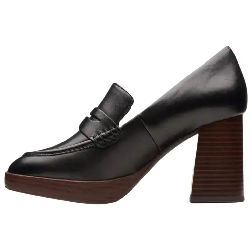 Clarks Leather Chunky Heel High Heels 8.5cm Women's Black