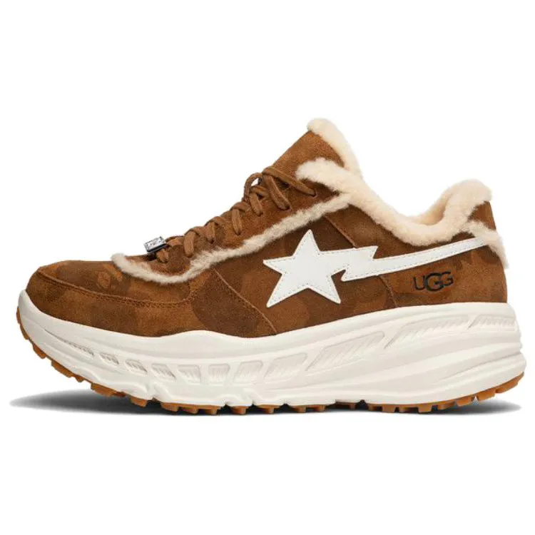 A BATHING APE x UGG Sneaker Boot Suede Abrasion Resistant Low top Casual Shoes Unisex Chestnut