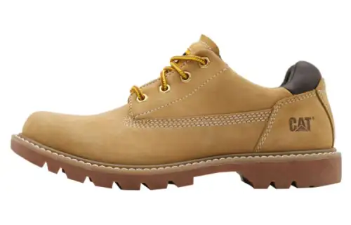 CAT Leather Slip Resistant Ankle Length Outdoor Boots Men's Yellow