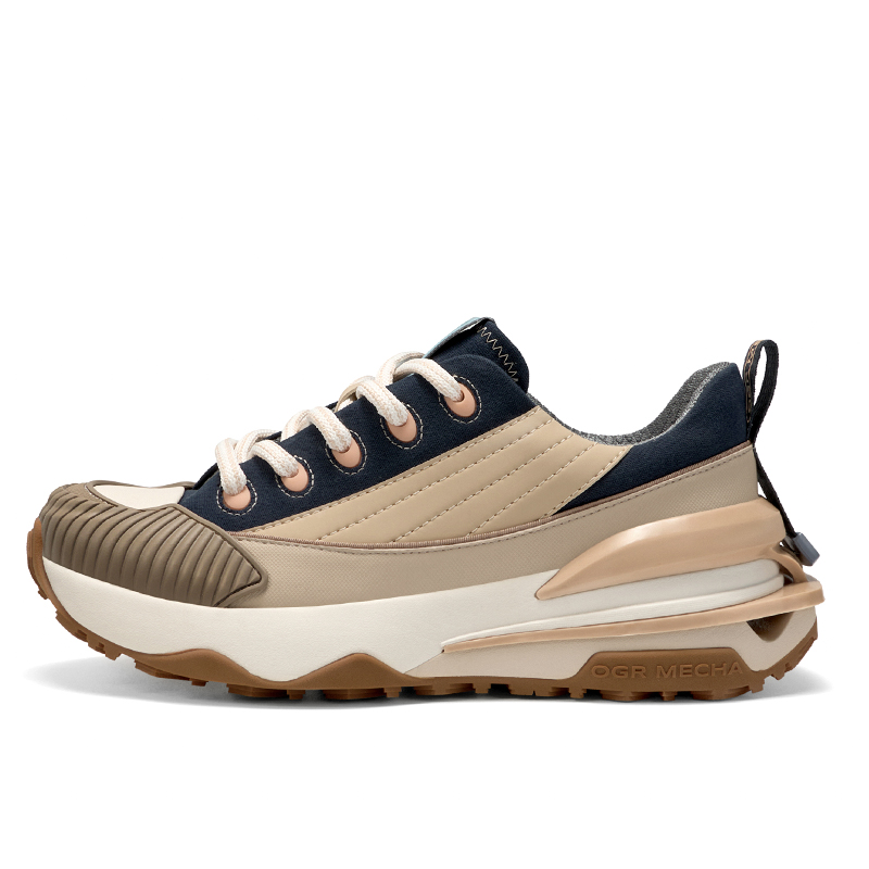 OGR Cushioning Breathable Lightweight Height Increasing Anti Rollover Low top Casual Running Shoes Unisex Khaki