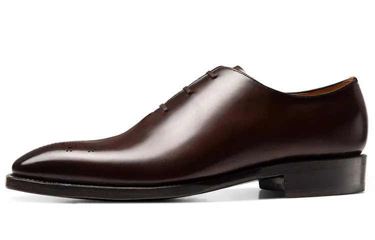 THOM WILLS Business formal brogue oxford shoes, first layer of cowhide, Goodyear handmade, formal leather shoes, men's style, dark brown polished color