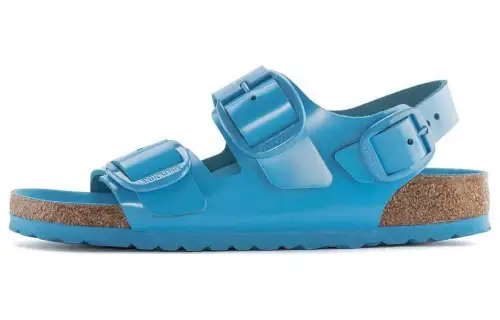 Birkenstock Milano Big Buckle Leather Beach Sandals Women's Sky Blue Regular
