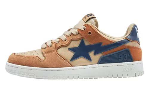 A BATHING APE SK8 STA Leather Stylish Skateboarding Shoes Women's Brown
