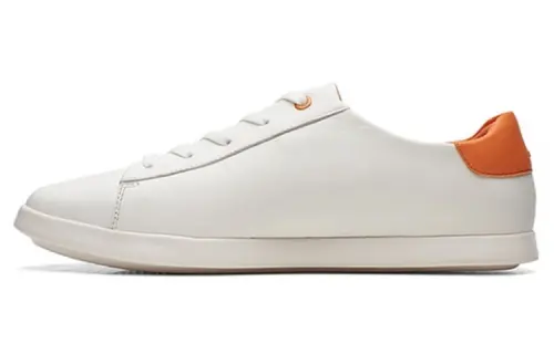 Clarks Leather Stylish Skateboarding Shoes Women's White Orange