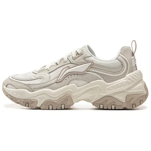Li Ning Brown Sugar Slip Resistant, Abrasion Resistant, Breathable Low top Casual Shoes Women's White Gray