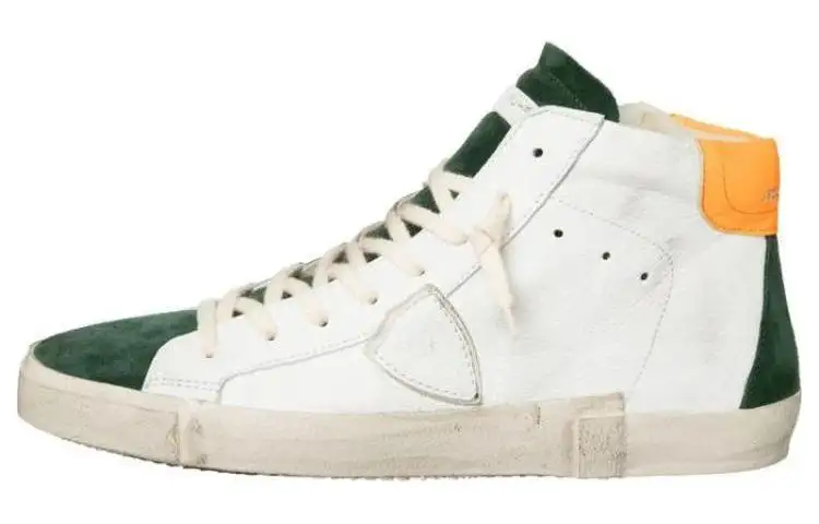 PHILIPPE MODEL Prs Leather High top Skateboard Shoes Men's White Green