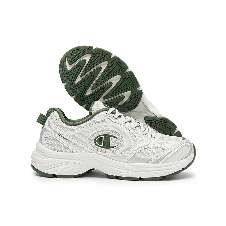 Champion Support Low top Running Shoes Unisex Pearl White/Olive Green