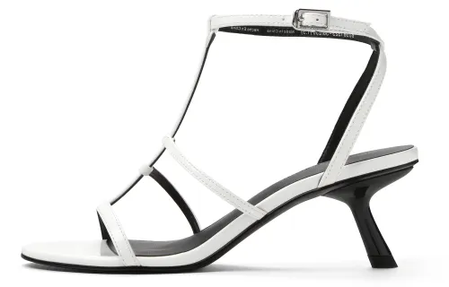 CHARLES&KEITH Small Ck Pu One Strap Sandals 6.2cm Women's Black Box Black/White/Red