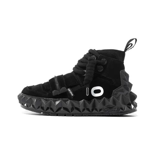 OETZI Cow Split Leather Stylish Skateboarding Shoes Unisex Black