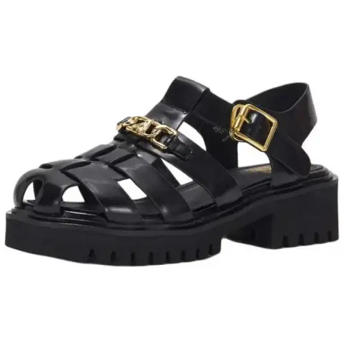 Teenie Weenie Leather Roman Sandals 4.5cm Women's Black