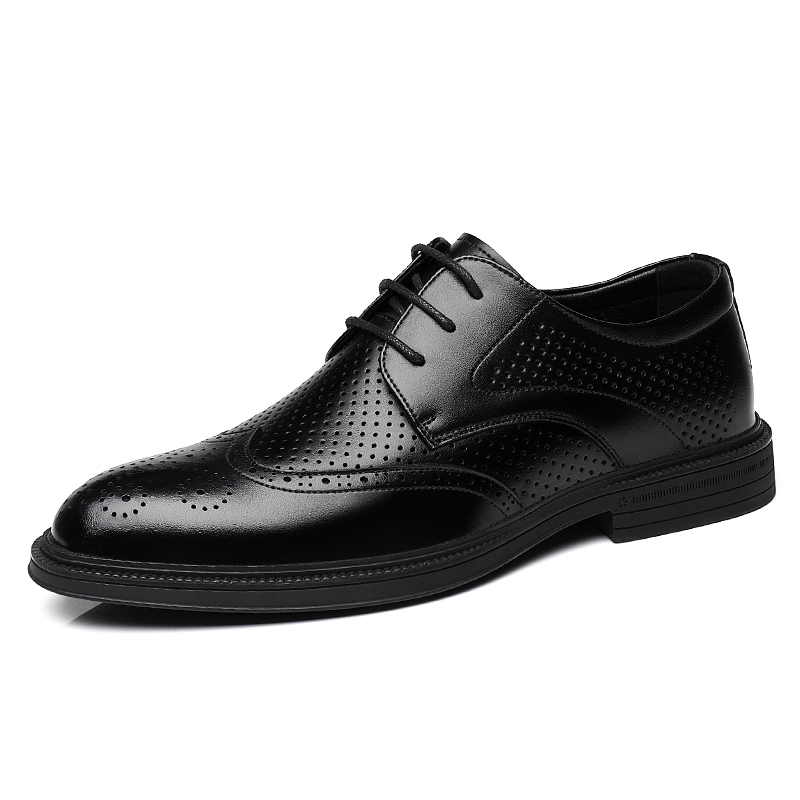 Mulinsen, second layer cowhide, hollowed out, British carved brick, formal leather shoes, men's style