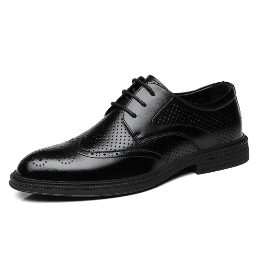 Mulinsen, second layer cowhide, hollowed out, British carved brick, formal leather shoes, men's style