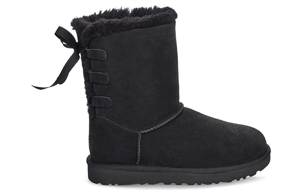 UGG Short Bow Stiefel Fleece Lined Black Women's