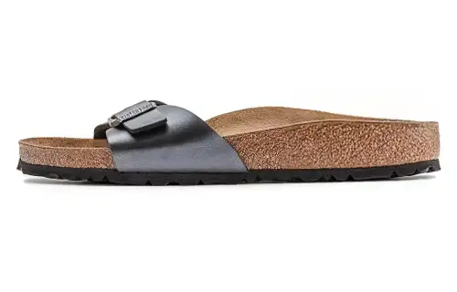Birkenstock Madrid Birko Flor Narrow Fit Sandals 'Metallic Black' Women's